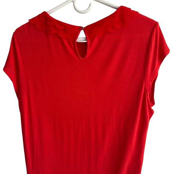 Ted Baker Orange-Red Eyelet Ruffled Neckline Top, Size 4 (10/L) - Picture 8 of 12